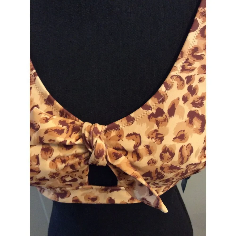 NWT Cupshe Animal Print Front Tie Swim wear Top Size 0X Plus